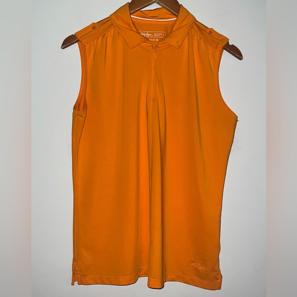 Lady Hagen Hydro-Dri 1/4 Zip Vented Sleeveless Golf Polo Top Sz L